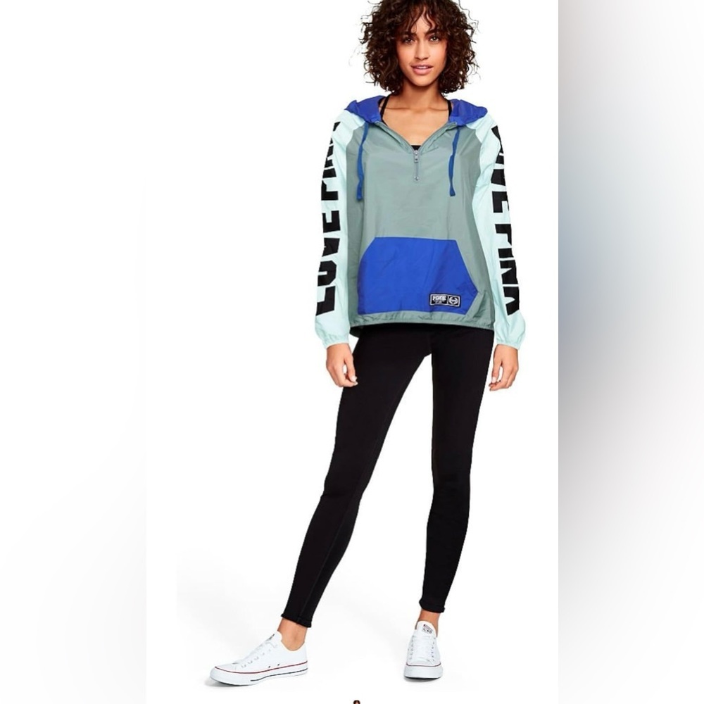 PINK Victoria's Secret NEW Quarter-Zip Anorak, Gray-Blue, WOMENS size XS/S